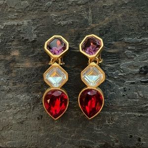 Elegant colorful clip on earrings